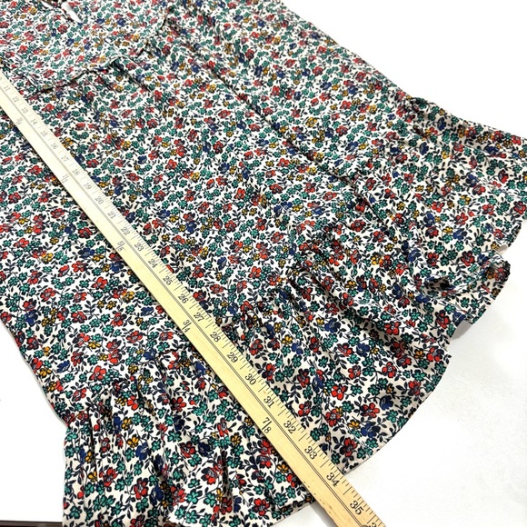 J. Crew Relaxed Printed Ruffled Casual Dress Fiery Sunset Ditsy Floral Size M - Picture 15 of 16